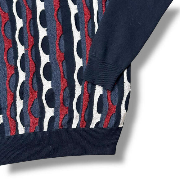 Vintage Sergio Louis Coogi Style Sweater 90s Textured Knit Crewneck Men’s Medium - Picture 3 of 10